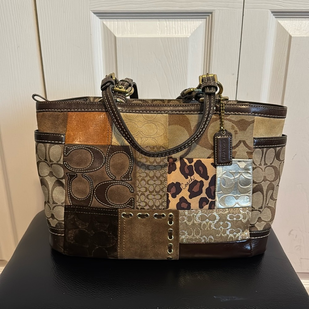 Coach Handbag, multi-tone browns and multi-fabric